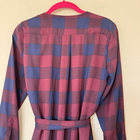 Ann Taylor Plaid Mini Dress with Tie Belt Size Small Petite Pockets - Picture 10 of 10